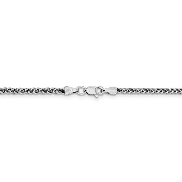 2.3mm, 14k White Gold Hollow Wheat Chain Necklace, 16 Inch